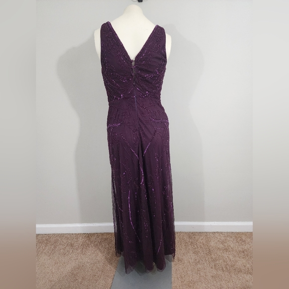 Adrianna Papell platinum evening gown merlot purple bridal women's size 12 - Picture 5 of 16